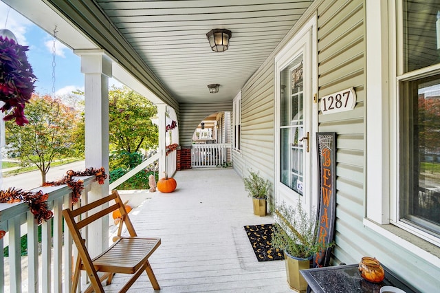 deck featuring a porch