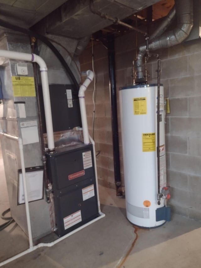 utilities with heating unit and water heater