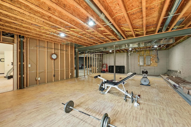 workout room with electric panel