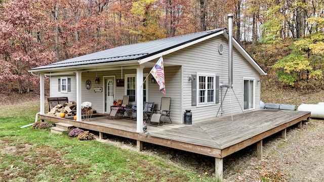 deck with covered porch