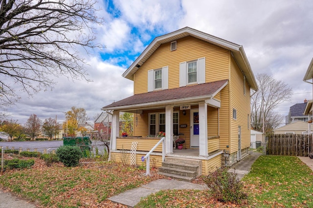 view of front of property with covered porch