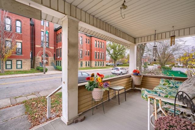 deck featuring covered porch