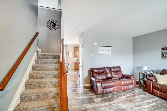 living room with hardwood / wood-style floors