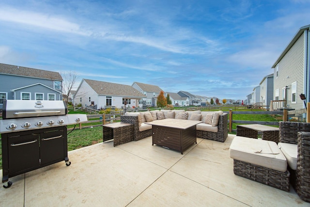 view of patio / terrace featuring area for grilling and an outdoor living space