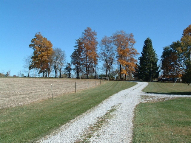 view of road with a rural view