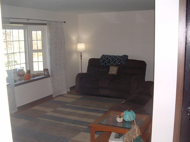 living room featuring carpet flooring