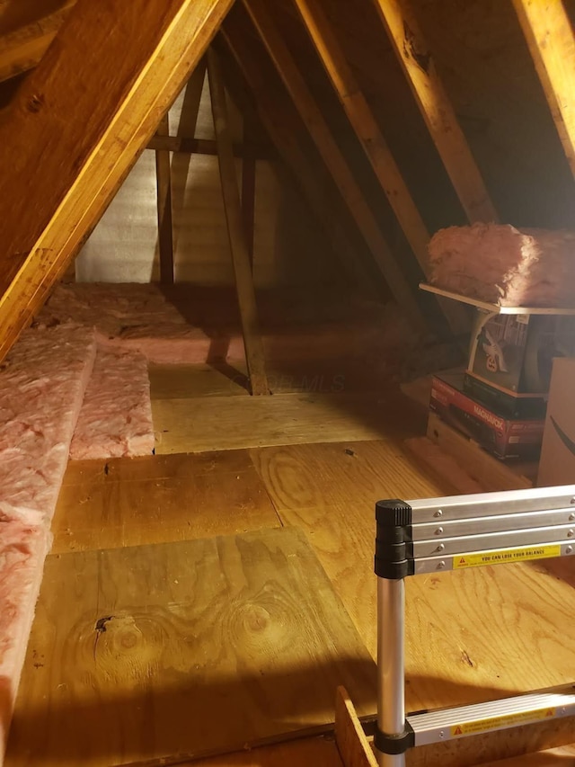 view of unfinished attic