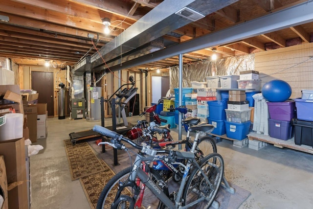 basement with water heater