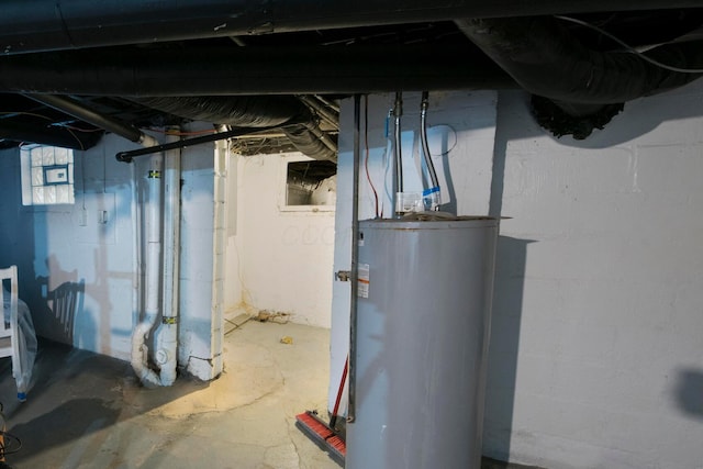 basement with gas water heater