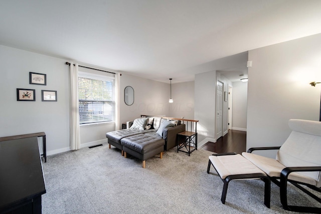 living room with carpet flooring