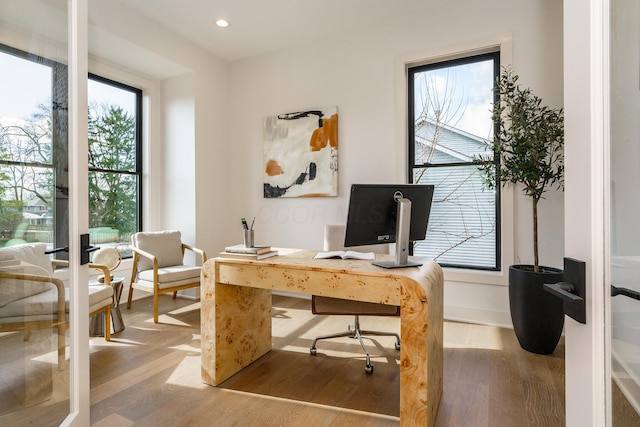 office featuring light wood-type flooring