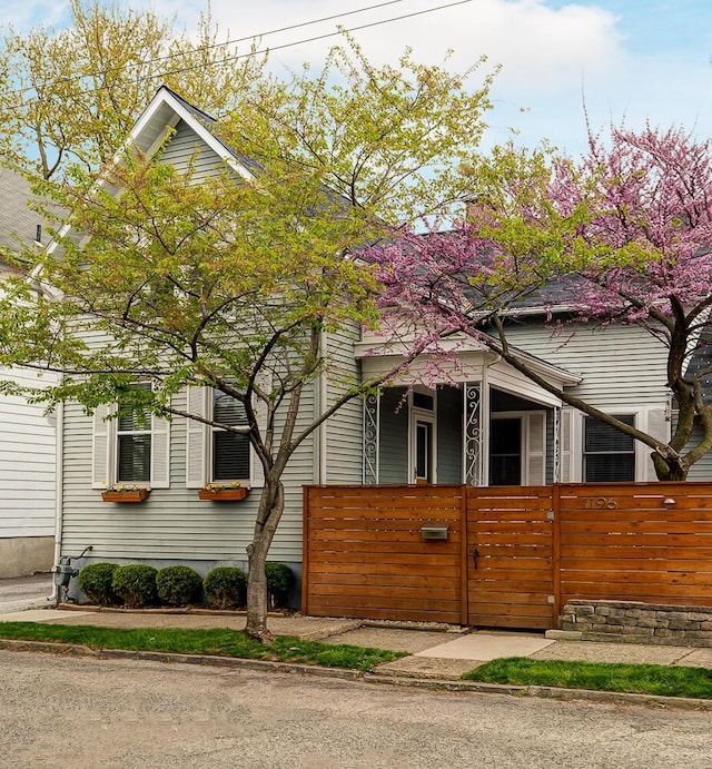 view of home's exterior with a fenced front yard