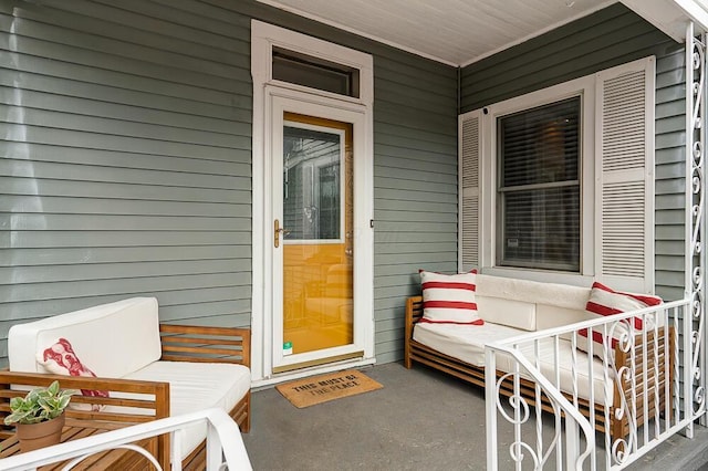 doorway to property with a porch