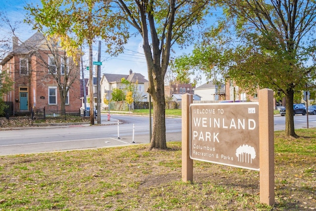 view of community sign