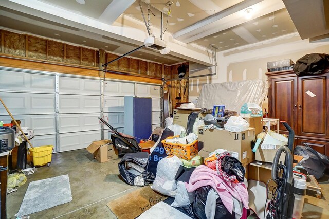 garage with a garage door opener