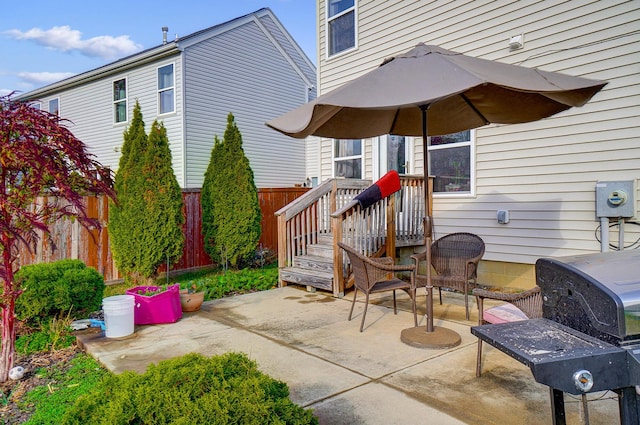 view of patio / terrace with a grill