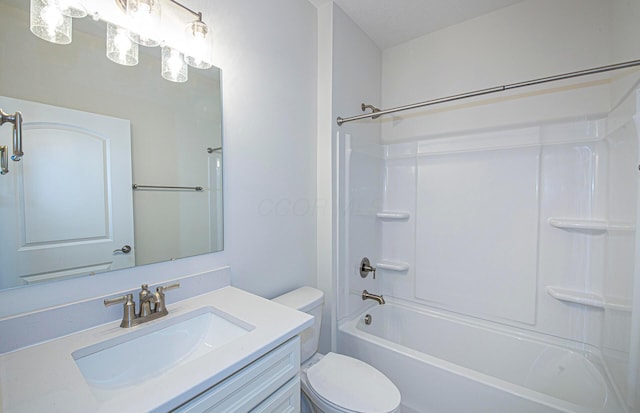 full bathroom with vanity, toilet, and shower / bath combination