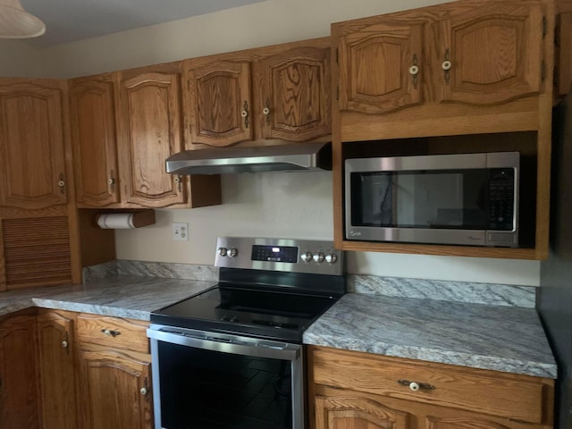 kitchen featuring ventilation hood and stainless steel appliances