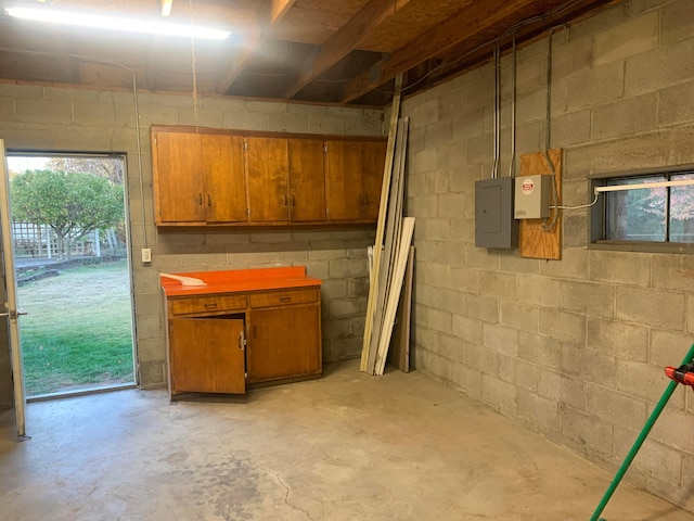 basement with electric panel