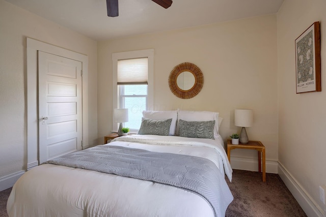 bedroom with carpet and ceiling fan