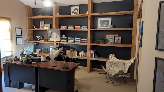 view of carpeted home office