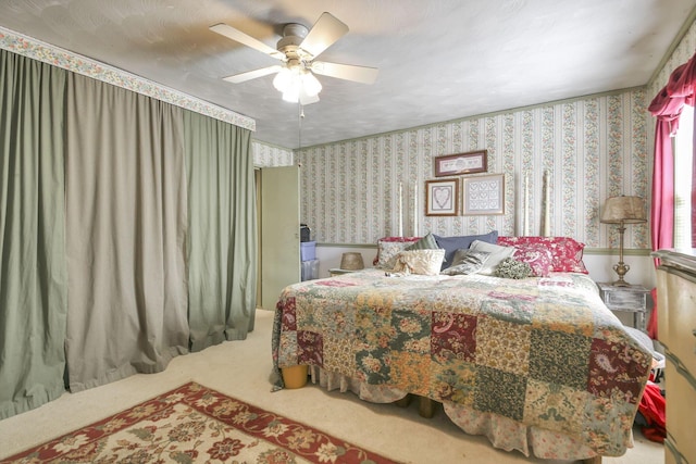 760 Henpeck Rd, Utica, OH 43080 - bedroom featuring wallpapered walls, carpet, and ceiling fan