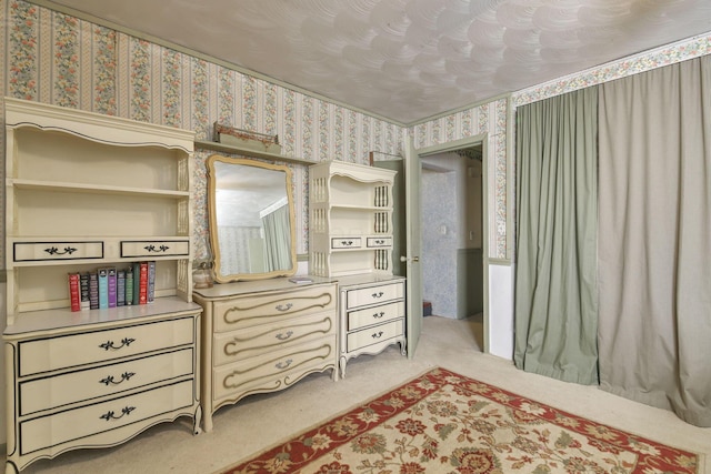 760 Henpeck Rd, Utica, OH 43080 - bedroom with wallpapered walls and carpet flooring