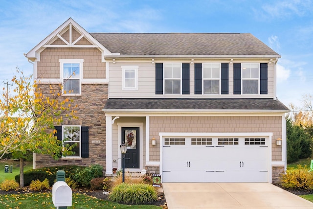 view of front of property with a garage