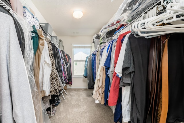 walk in closet featuring carpet