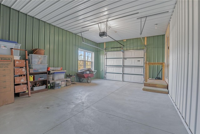 garage with a garage door opener