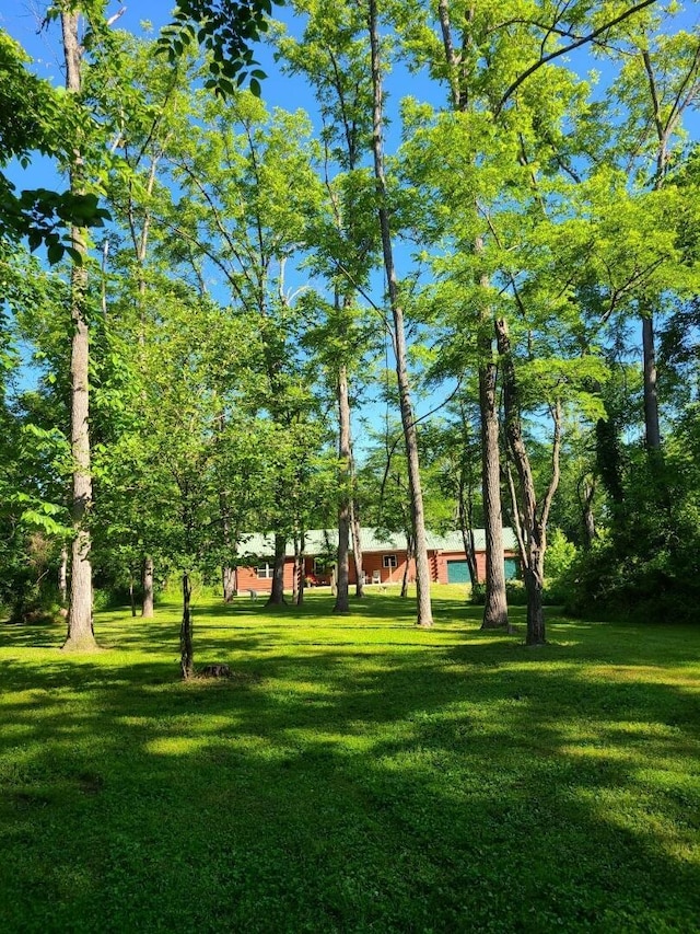 view of property's community with a lawn