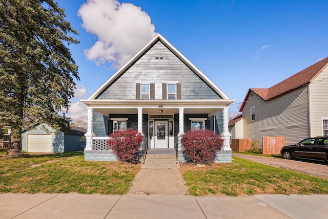 view of front of home with a front yard