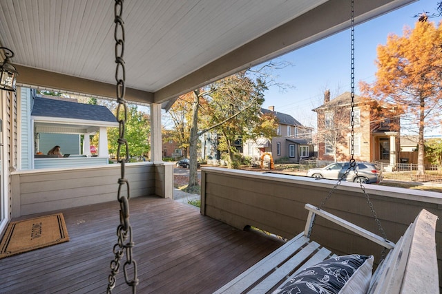 wooden deck with covered porch