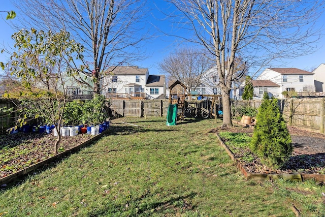 view of yard with a playground