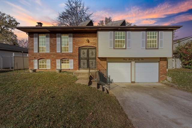 split foyer home with french doors and a garage