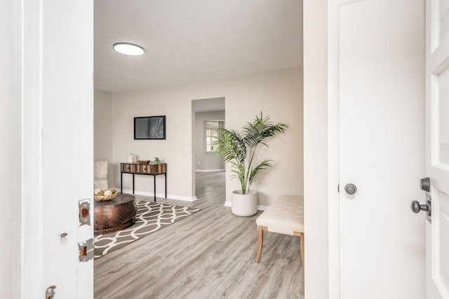 hallway with light wood-type flooring