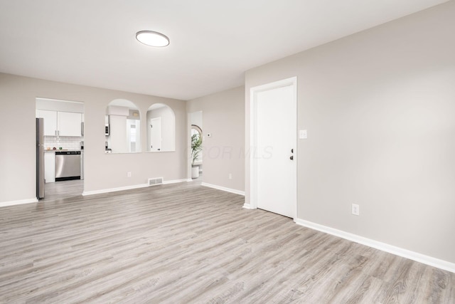 unfurnished living room featuring light hardwood / wood-style floors