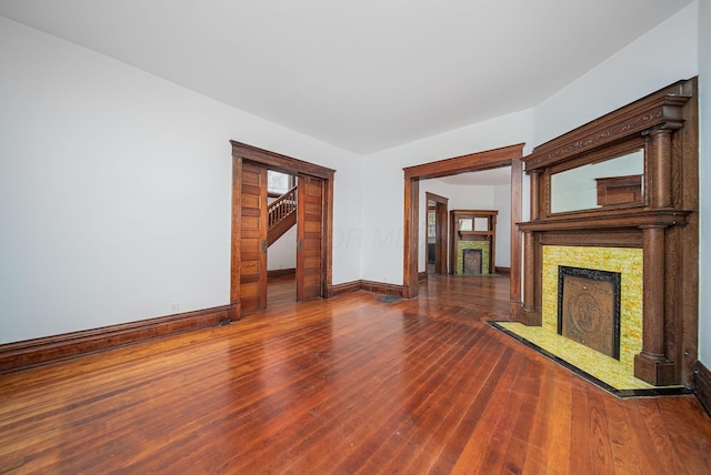 unfurnished living room featuring hardwood / wood-style floors