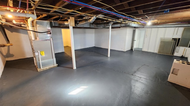 basement with heating unit