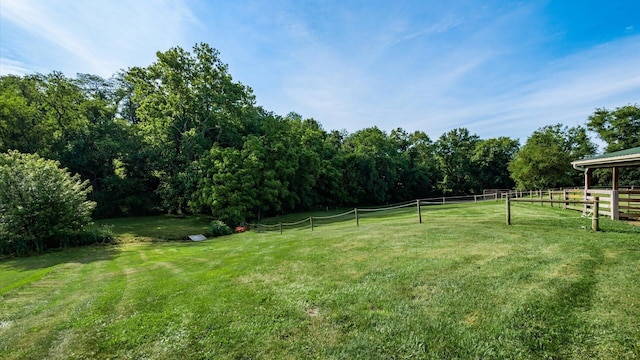 view of yard with a rural view