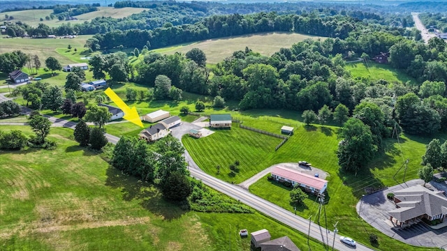 aerial view featuring a rural view