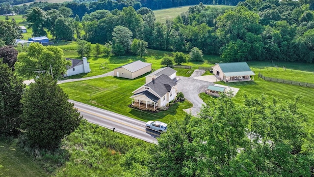 aerial view with a rural view