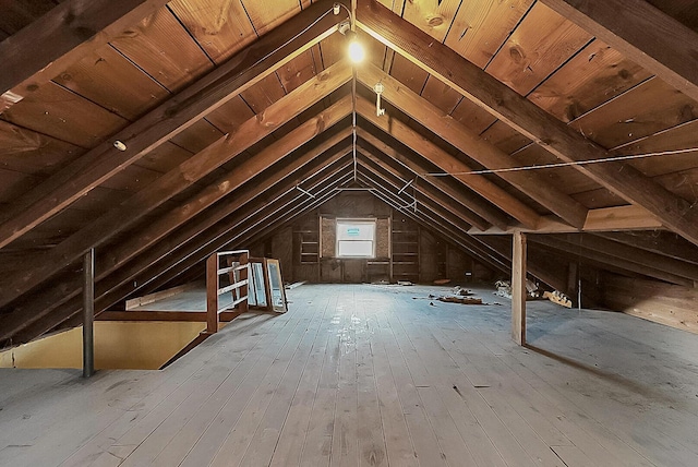 view of unfinished attic