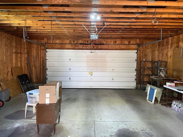 garage with a garage door opener