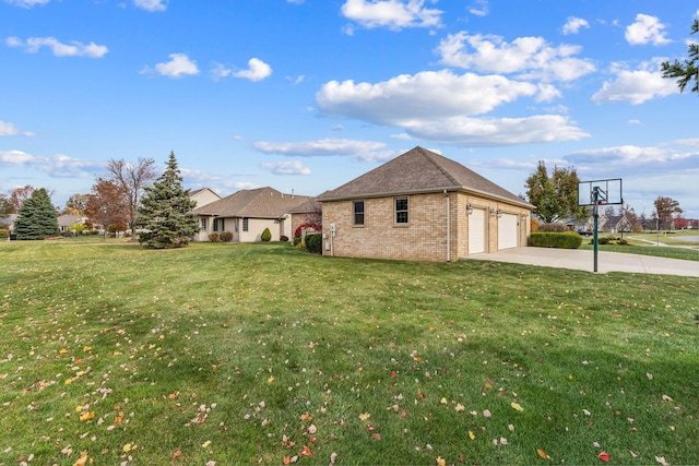 exterior space with a garage and a front yard