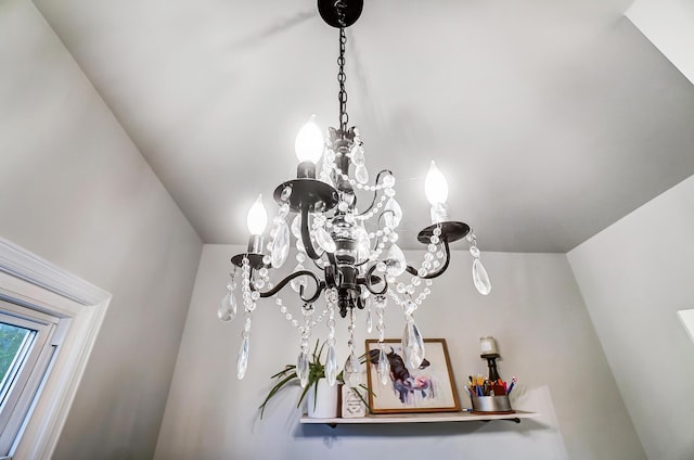 details with a notable chandelier