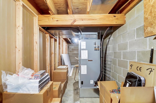 utility room with heating unit