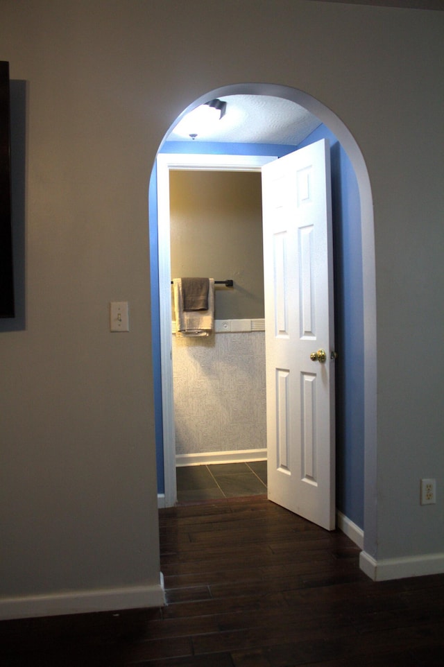 hall featuring dark hardwood / wood-style flooring