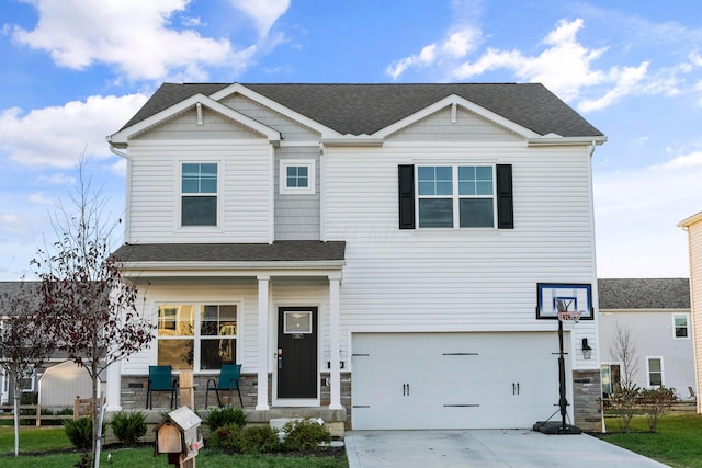 view of front of home with a garage