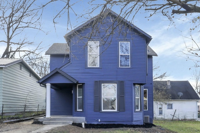 view of front of home featuring central AC